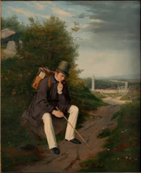 Ein Künstler bei der Rast auf der Wanderung