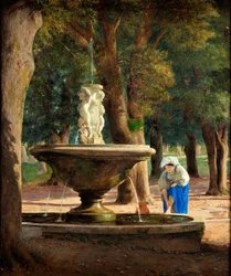 Szene aus dem Garten der Villa Borghese in Rom, ca. 1839