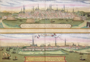 Karte von Lübeck und Hamburg, aus 
