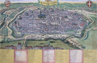Karte von Wien aus „Civitates Orbis Terrarum“ von Georg Braun (1541-1622) und Frans Hogenberg (1535-90), um 1572-1617
