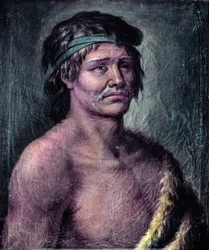 Porträt eines Indianers aus Patagonien, Zeichnung während der Expedition von Alessandro Malaspina in Südamerika, ca. 1791