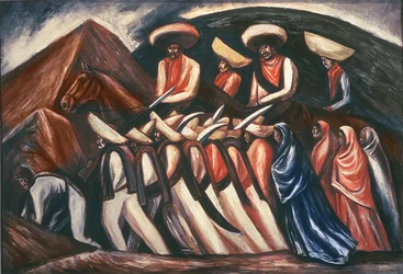 Marschierende Zapatisten - Angeführt von Emiliano Zapata und Pancho Villa während der Mexikanischen Revolution von 1911