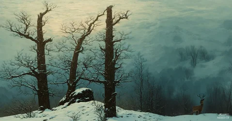 Steinhaufen im Schnee (Panorama)