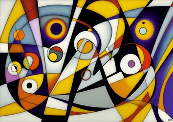 Abstrakt: Auf Weiß-Kreise+Schaukeln 6