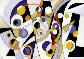 Abstrakt: Auf Weiß-Kreise+Schaukeln 8