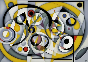 Abstrakt: Silber-Gelbe Kreise 3