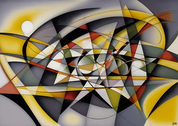 Abstrakt: Silber-Gelbe Kurve 5