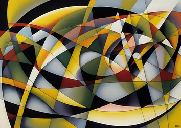 Abstrakt: Silber-Gelbe Kurve 6