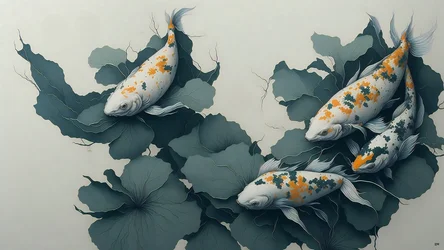 Tintenmalerei: Koi-Karpfen 04