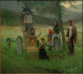 Andacht vor der Nepomukstatue in Gaming