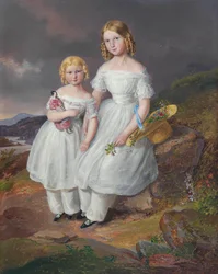 Porträts von Franziska Gräfin Kolowrat-Krakowsky 1835-1904 und Seraphine Gräfin..., 1841