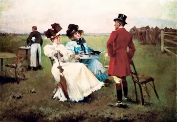 "Tag in der Kampagne". Gemälde von Josep Cusachs i Cusachs (1851-1908). Barcelona. Kloster Montserrat. Museum von Montserrat.