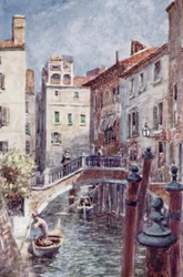 Ein Kanal in Venedig (Farblithografie)