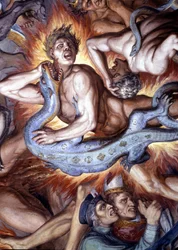 Dantes Inferno (Göttliche Komödie) - (Detail) eines Freskos von Joseph Anton Koch, Casino Massimo, Rom