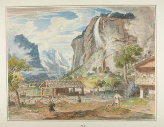 Die Staubbachfälle und der Berg Jungfrau im Lauterbrunnental in der Schweiz