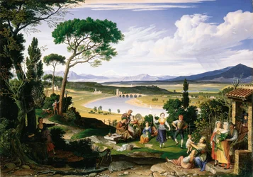 Tiberlandschaft mit fröhlichen Landbewohnern, 1817