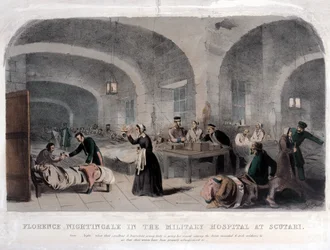 Florence Nightingale (1820-1910) im Militärkrankenhaus in Scutari während des Krimkriegs, 1856
