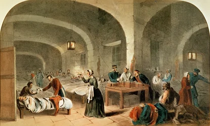 Skizze einer Station im Krankenhaus von Scutari, ca. 1856