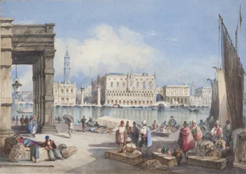"Venedig", eingeklebt auf die Titelseite von Thomas Moodys Tagebuch einer Reise durch die Schweiz und Italien, 1822
