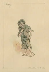 Der Junge - Der heimgesuchte Mann und das Gespenst, ca. 1920er (Feder und Tinte mit Aquarell auf Papier)