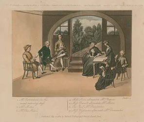 Mr. Richardson liest das Manuskript von Charles Grandison im Jahr 1751