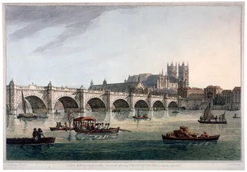 Westminster Bridge, Westminster Abbey und Westminster Hall, London, 1789