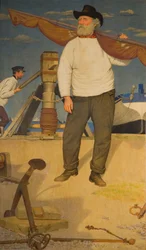 Fischer trägt ein Segel, 1907