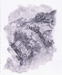Die Buren zerstören ihre Wagen bei Spitzkop, Illustration aus After Pretoria: The Guerilla War, 1902