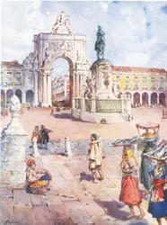 Der Praca do Commercio, Lissabon, aus Hutchinsons Picturesque Europe, veröffentlicht von Hutchinson & Son, ca. 1930