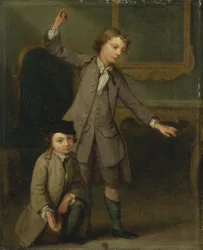 Zwei Jungen der Familie Nollekens, wahrscheinlich Joseph und John Joseph, spielen mit Kreisel