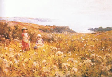 Butterblumen pflücken, aus unbekannter Zeitschrift oder Buch