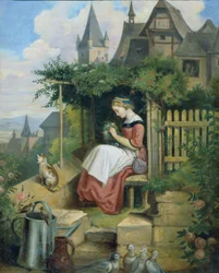 Mädchen im Hausgarten