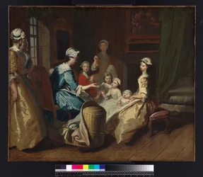 Pamela erzählt eine Kindergeschichte, aus „Pamela oder die belohnte Tugend“ von Samuel Richardson (1689-1761), veröffentlicht 1740, um 1744