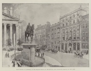 Hauptbüros in Cornhill, der britischen Niederlassung der Mutual Life Insurance Company of New York