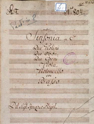 Erste Seite der Partitur der Symphonie in C von Pleyel