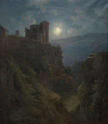 Italienische Ruinenlandschaft im Mondschein