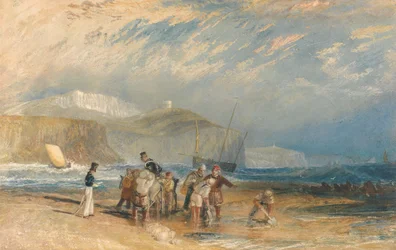 Der Hafen von Folkestone und die Küste bis Dover