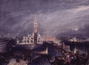 Markusplatz, Venedig (Mondlicht), graviert von George Hollis, veröffentlicht 1881