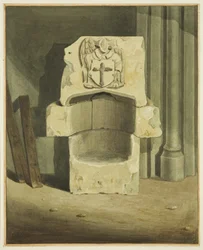 Antikes Taufbecken aus der Südwand der Krypta der St John