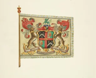 Banner der Barbiere und Chirurgen, beschriftet 