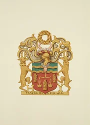 Wappen der Bäcker, beschriftet 