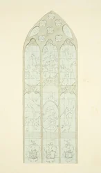 Buntglasfenster am östlichen Ende des nördlichen Seitenschiffs der Kathedrale von Bristol