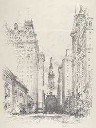 Blick auf die Broad Street von der Spruce Street