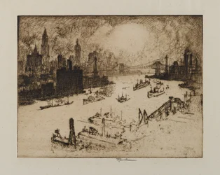 Sonnenuntergang von der Williamsburg Bridge, 1915