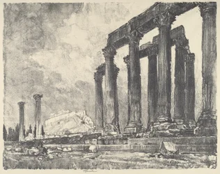 Die Akropolis vom Tempel des Jupiter, Athen