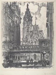 Das Rathaus und die Brücke über die Market Street, 1912