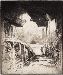 Das Fährhaus; Die Cortland Street Fähre von der Jersey City Seite, 1919