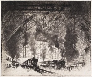 Die Züge, die kommen, und die Züge, die gehen, Pennsylvania Railroad, Philadelphia, 1919