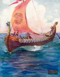 Die Krieger fuhren über das blaue Meer