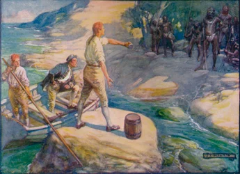Einheimische versammelten sich um sie, ca. 1908, ca. 1920